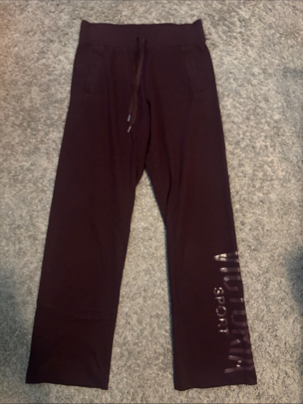 Victoria's Secret Maroon Wide-Leg Track Pants with Side Logo
